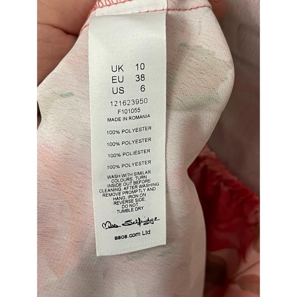 Miss Selfridge Womens Dress US 6 Pink Floral Ruffle Mini Long Sleeve Boho - Picture 9 of 9